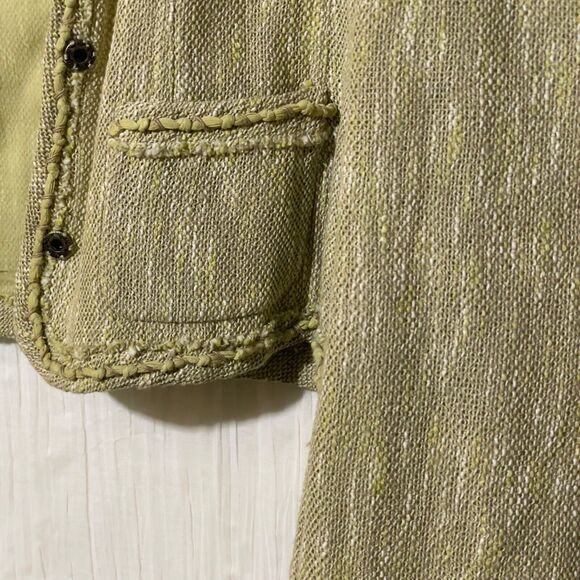 Elie Tahari Exquisite Art‑to‑Wear Green Tweed Lightweight Blazer Jacket Large - Picture 6 of 12